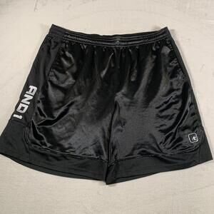 AND1 Basketball Shorts Mens 3XL‎ Black Athletic Gym Drawstring Shiny Silky Y2K
